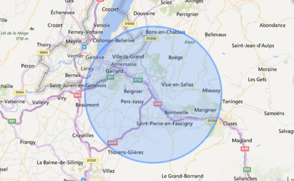 Carte de la zone d'intervention soutien scolaire mathématiques